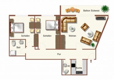 Feriendomizil  Veilchen im Landhaus Mosel  , Panoramafenster im Wohnzimmer,  Balkon mit Moselblick, großzügig eingerichtet mit 2 Schlafräumen  kostenloses WLAN,  herrlicher Moselblick