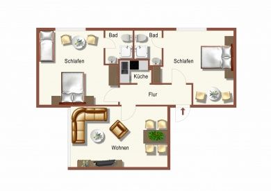 Ferienwohnung Glockenblume im Landhaus Mosel    mit Traumblick ins Moseltal -  2 Doppelzimmer-jedes mit eigener Du/WC